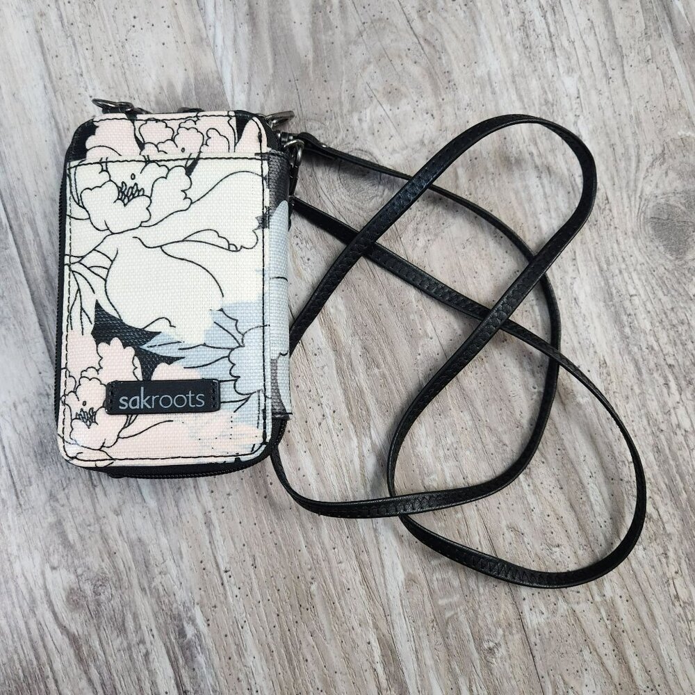 Sakroots Duo Wristlet & Crossbody Travel Bag Smartphone Artist Circle Peony